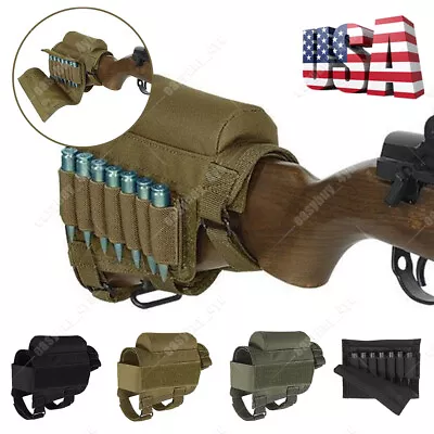 Tactical Rifle Buttstock Cheek Rest Riser Ammo Cartridges Carrier Case Holder US • $11.69