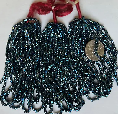 Vintage Antique RARE Multicolor Metallic Hue Czech Glass Seed Beads 3 Mini Hanks • $28