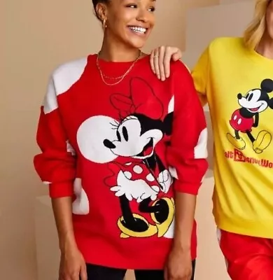 Disney Minnie Mouse Pullover Knit Sweater For Adults L New • $59.90