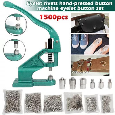 Heavy Duty Grommet Machine Hand Press Tool Eyelet Kit With 3 Dies &1500 Grommets • $51.99