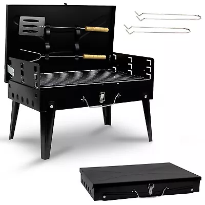 Portable Folding Charcoal BBQ Barbecue Camping Grill Travel Picnic Outdoor • £12.85