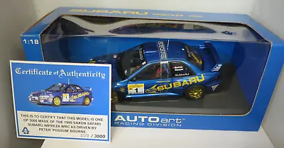 Autoart 1/18 Subaru Impeza Wrc #1 Possum Bourne 1999 Saxon Safari Tasmania Win • $521.91