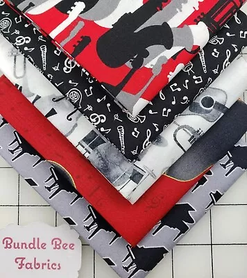 JAZZ MUSIC 🎵🎷Fat Quarter Bundle Of (5) New Quilting 100% Cotton • $12.99