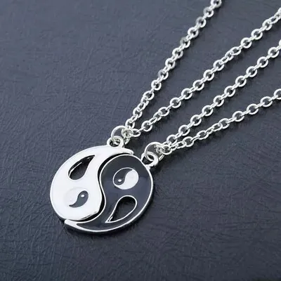 Black & White Chinese Yin/Ying Yang/Feng Shui Charm Pendant Necklace 18  Chain • £4.99