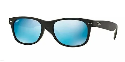 Ray-Ban New Wayfarer Matte Black / Blue Mirror 55mm Sunglasses RB2132 622/17 55 • $107.25