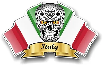 Mexican Sugar Skull & Italy Italian Il Tricolore Flags Vinyl Car Helmet Sticker • £2.83