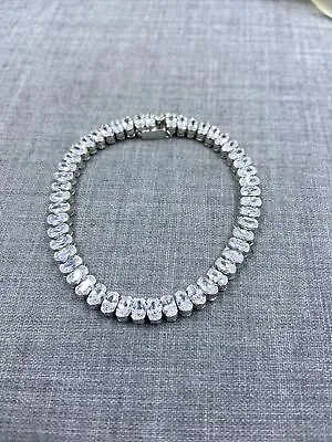 NF Thailand Oval CZ Cubic Zirconia Tennis Sterling Silver .925 Bracelet 6.75  • $45