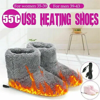 £9.99 • Buy UK Winter USB Warmer Foot Shoe Plush Warm Electric Slipper Feet Heated Washable