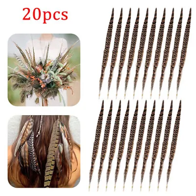 20Pcs Long Natural Pheasant Tail Feathers Sets 10-12 Inch DIY Crafts Party Decro • £11.29