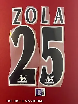 ZOLA #25 1997-2004 Player Size Premier League White Nameset Chelsea UK STOCK • £10.99