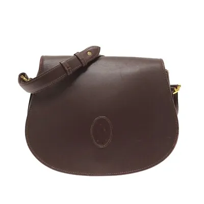 $148 • Buy Auth Cartier Must Line Bordeaux Leather Shoulder Bag