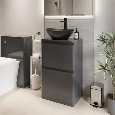 Bathroom Cloakroom Vanity Unit Wash Storage Cabinet Countertop Basin Grey 500mm • £249.97