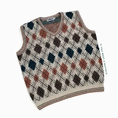 VTG Lavane Men’s XXL Argyle Sweater Vest Diamond Multicolor Retro Throwback • $28