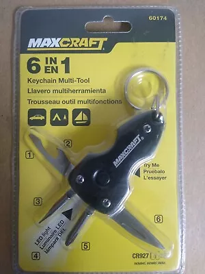 New Maxcraft 6 In 1 Stainless Steel Keychain Pocket Multi-tool With Led Light • $12.95