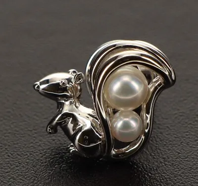 MIKIMOTO Pearl Pin Brooch 4mm 6mm 2pieces Squirrel Animal With Box • $80