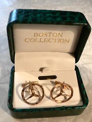 Vintage Boston Collection 22k Gold Lined Mercedes-Benz Cufflinks Cuff Link Set • $150