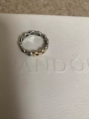 Pandora Infinity Silver/14kt Gold Ring Size 50 • £25