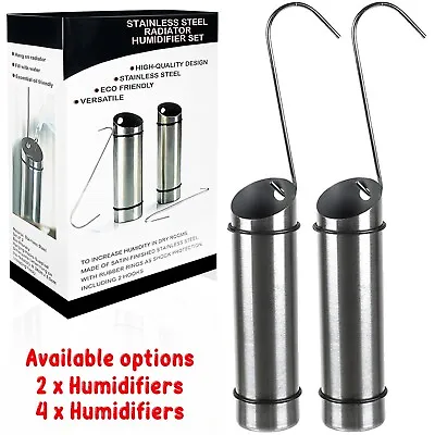 4Pc Stainless Steel Radiator Hanging Humidifiers Set Air Water Humidity Control • £11.85