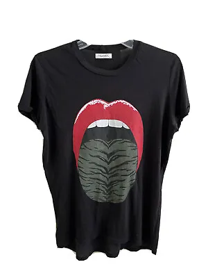 $19.95 • Buy NWOT Lauren Moshi Black Graphic Open Mouth Tee Small Hole Sz S