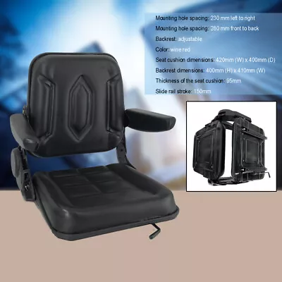 Universal Lawn Mower Seat Tractor Forklift Seat With Sliding Track & Armrest • $102.99