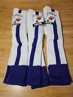 TWIN CITY 2 IN 1 STIRRUP BASEBALL SOCKS SIZE  12-13.5 R12  HEEL AND TOE 3pr Purp • $16.99