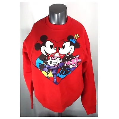 Vintage Disney Mickey & Minnie Mouse (L/XL) Cartoon Crewneck Sweatshirt Red • $40