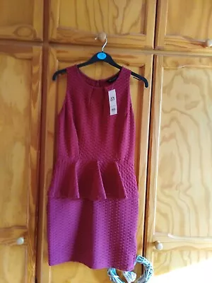 Miss Selfridge Cerise Peplum Dress Size 10 Brand New With Tags • £6