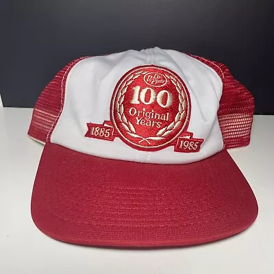 Vintage Dr Pepper 100th Anniversary Patch Snapback Cap Hat 1985 Trucker USA • $19.75