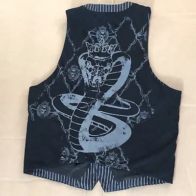 Goth Grunge Steampunk Snake Skull 90s Y2K Men’s Vest Back Hit Unionbay Large Blk • $49.91