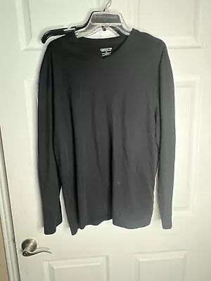 Claiborne Mens Pullover Lightweight Thermal Shirt Top Size XL V Neck Black • $11.44