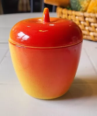 Vtg Hazel Atlas Milk Glass Red Yellow Apple Jar W/Lid Jelly Jam Sugar Bowl SEE • $17