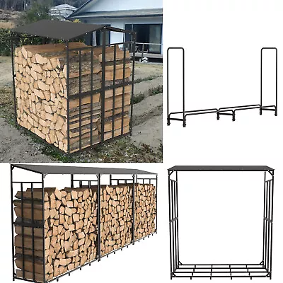 Large Firewood Storage Metal Rack Logs Holder Fire Log Elevated Wood Store Stand • £46.91