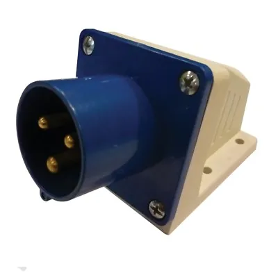 230 Volt Blue 32 Amp 3 Contact High Current Angled INLET Wall Mount Socket • £3.75