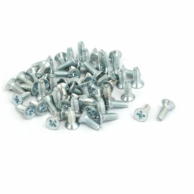 £4.83 • Buy M3x8mm Countersunk Phillips Head Triangle Thread Screw Bolt Silver Blue 60pcs