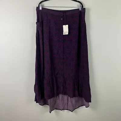 Kerrits EQL Button Front Maxi Skirt Size XL Purple Floral Horse Print Pockets • $19.95