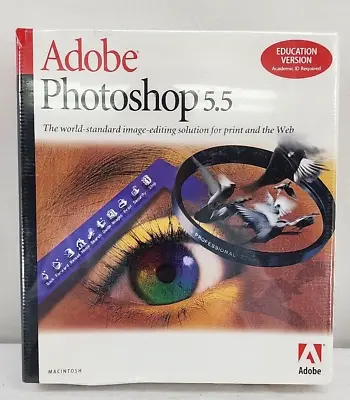 New Sealed Adobe Photoshop 5.5 For Apple Mac Macintosh.  1999 • $99.99