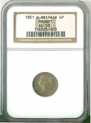 1851 Great Britain 4P Maundy Coin Queen Victoria NGC AU58 • $99.95