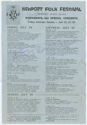 $2395 • Buy BOB DYLAN Orig 1964 Newport Folk Festival Concert Handbill SIGNED By JOAN BAEZ +