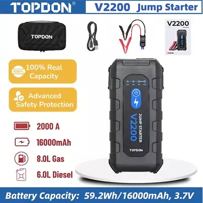🏆TOPDON V2200 12V Portable Car Emergency Kit Multi Function Jump Starter Power • $99
