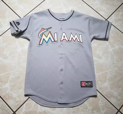 Majestic MLB Miami Marlins Baseball Gray Sewn Jersey Youth XL Boys Kids • $28.95