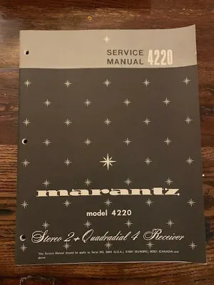 Marantz 4220 Receiver Service Manual Original • $25