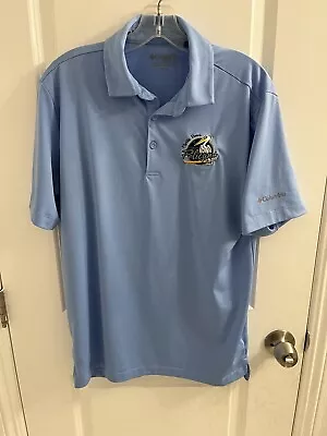 Columbia Golf Myrtle Beach Pelicans Blue Short Sleeve Polo Shirt Men’s M - Stain • $16.99