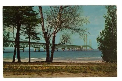 Mackinac Island Michigan MI Mackinac Bridge Postcard Circa 1960 • $8.32