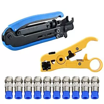 Compression Tool F RG59 RG6 RG11 Connector Cable Coax Coaxial Crimper Stripper • $19.88