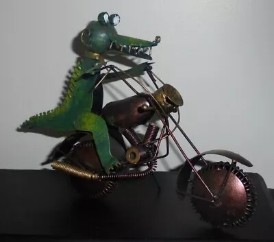 Alligator Biker Riding A Chopper Motor Bike - All Metal • $30