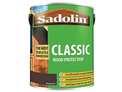 Exterior Woodstain Wood Protection Sadolin Rosewood Brown 5L SAD5028489 • £44.25