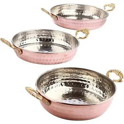 3 Pieces Traditional Copper Pan Frying Pan Omelette Pan Copper Pan Handmade • $98.11