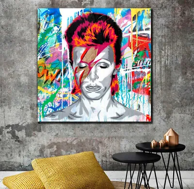 David Bowie Print On Stretched Canvas Prints Grafitti Abstract Decor Home Art • $135.45