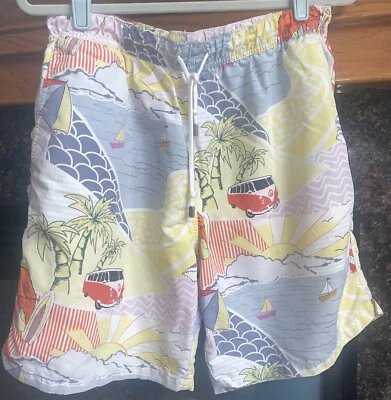 $19.99 • Buy Peter Millar Mens Medium Mesh Lined Swim Board Shorts VW Bus Surfboard Palm Tree