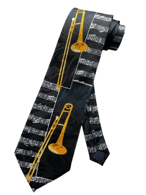$19.99 • Buy Steven Harris Trombone Music Instrument Sheet Music Score Notes Necktie - Black